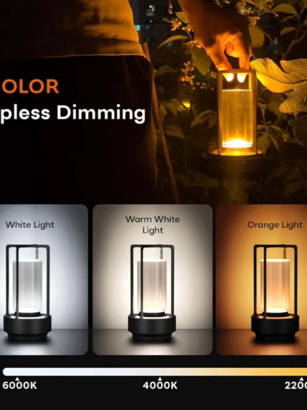 Modern Small Black Table Lamp Rechargeable And Cordless NIB